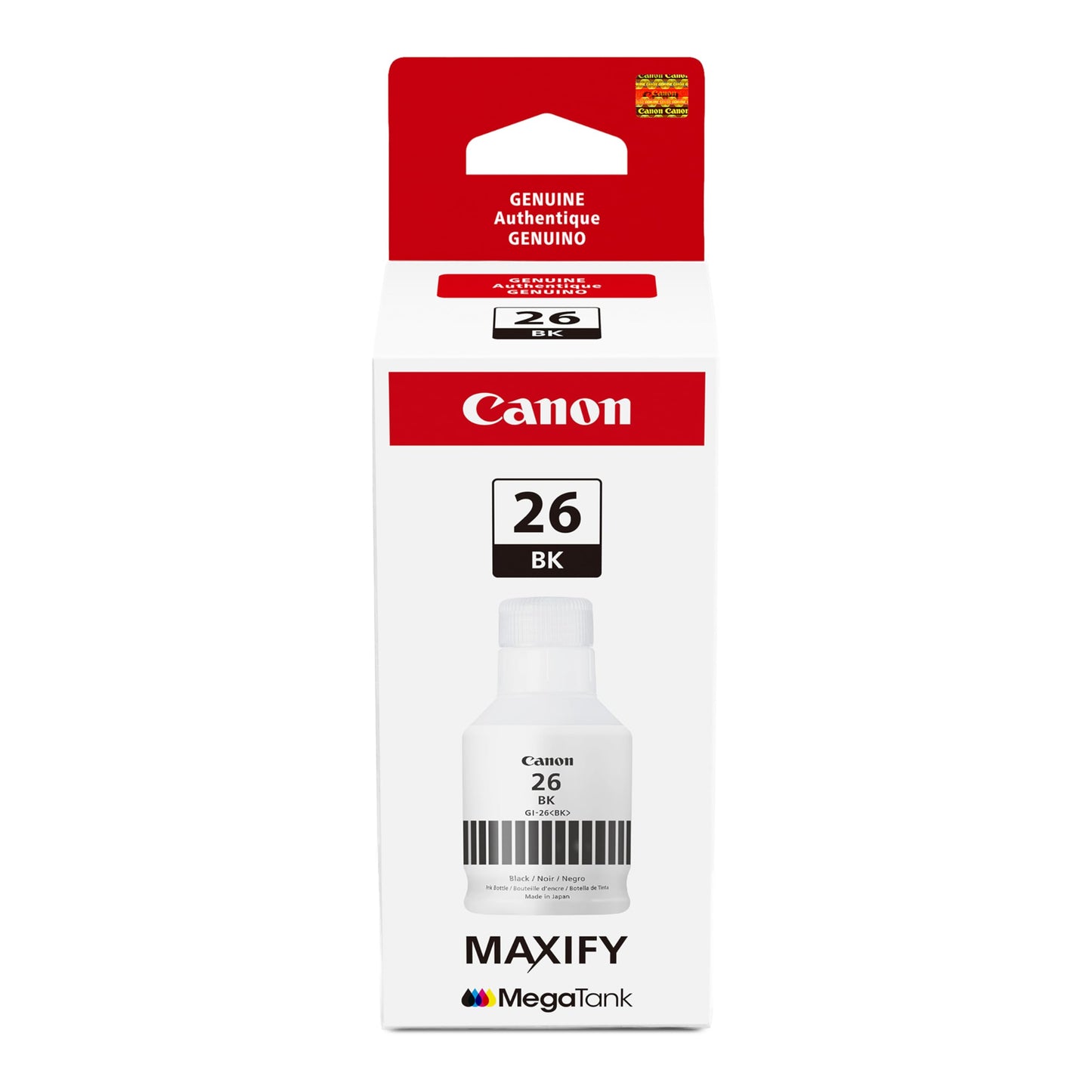 Canon GI-26 Genuine Pigment Black Ink Bottle, Compatible with MegaTank GX7120, GX6120, GX5120, GX6020, GX7020, GX6021, GX7021, GX5020, GX4020,