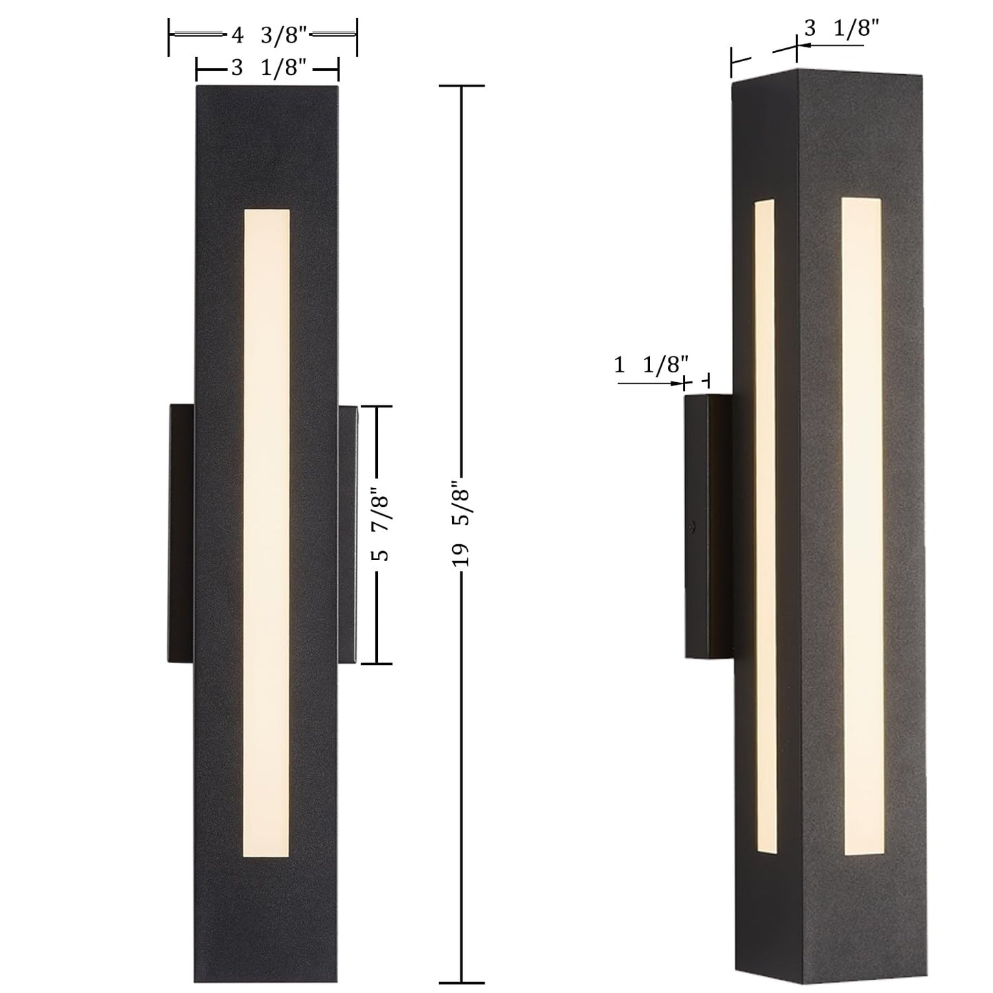 Mythluma Automatic Outdoor LED Wall Light - Dusk to Dawn Sensor, 30W 2100LM for Large Entrances, 4.33x19.7 Inch IP65 Waterproof Black