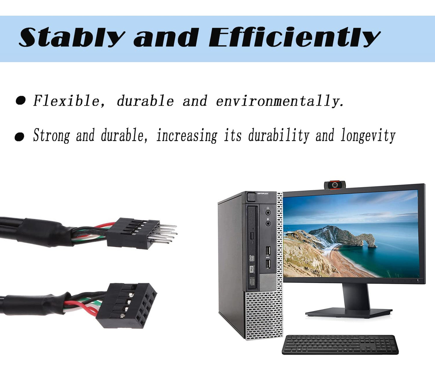 MEIRIYFA USB Header Extension Cable, USB 2.0 9-Pin Male to 9-Pin Female Internal Motherboard Header Cable for USB Ports, Expansion Cards
