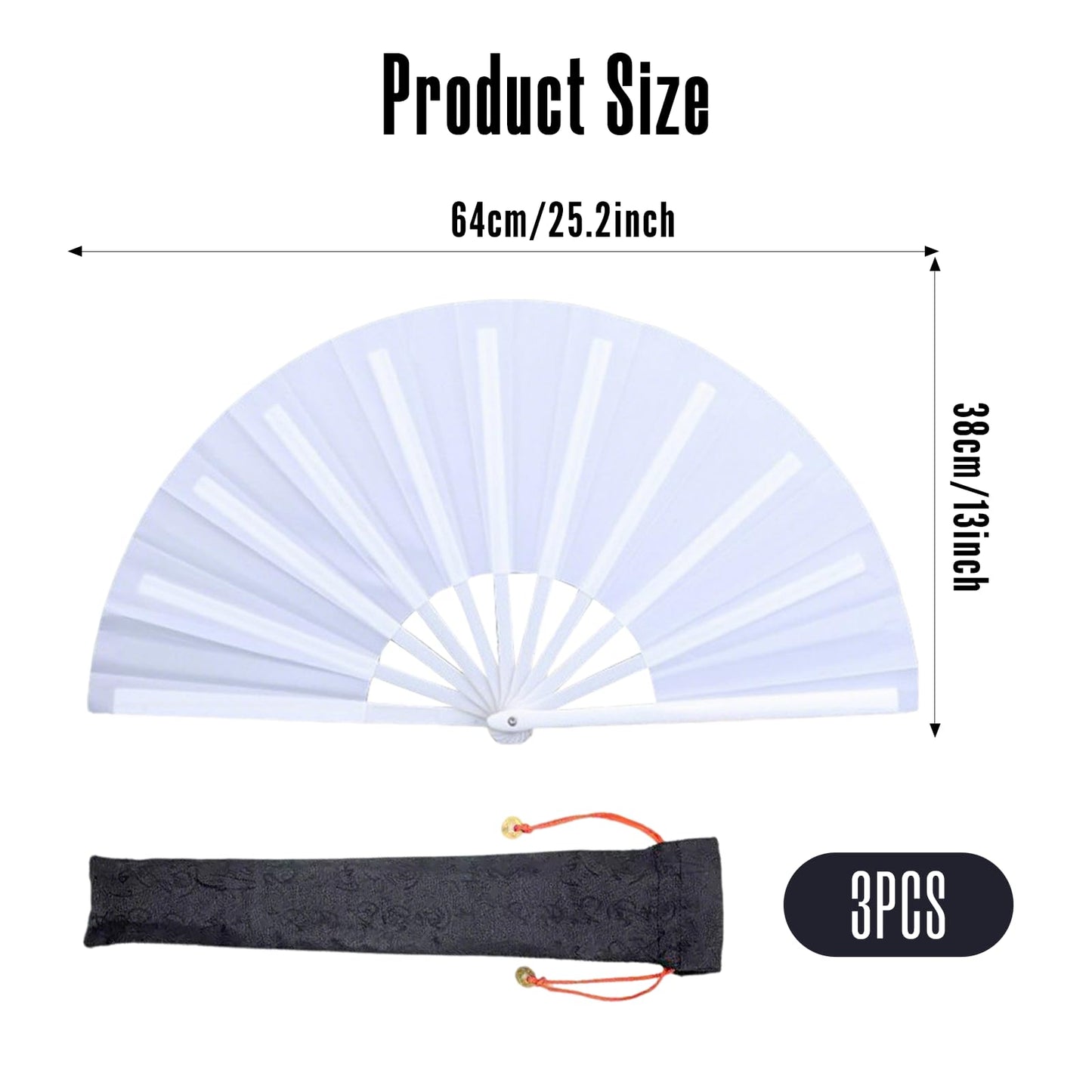 QIYUDA 13inchs Glitter Large Folding Popping Fan Line Dancing Fan, Big Foldable Boots on The Ground Hand Handheld Line Dance Clap Fans (3, 3 Pcak