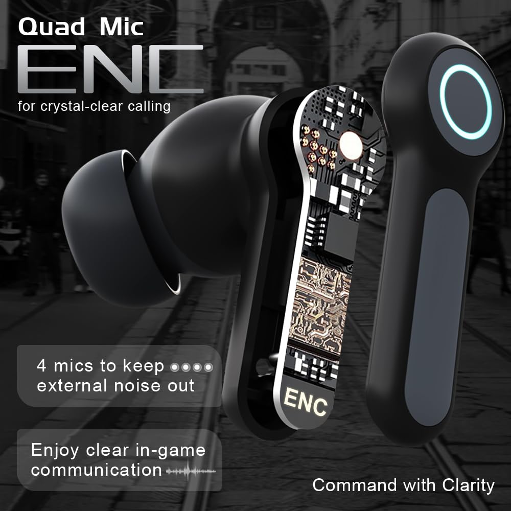ELECBIRD G07 Wireless Earbuds with RGB LED Light Gaming Earbuds with 40ms Low Latency Dual Game and Music Mode Earphones Wireless Headphones with 50
