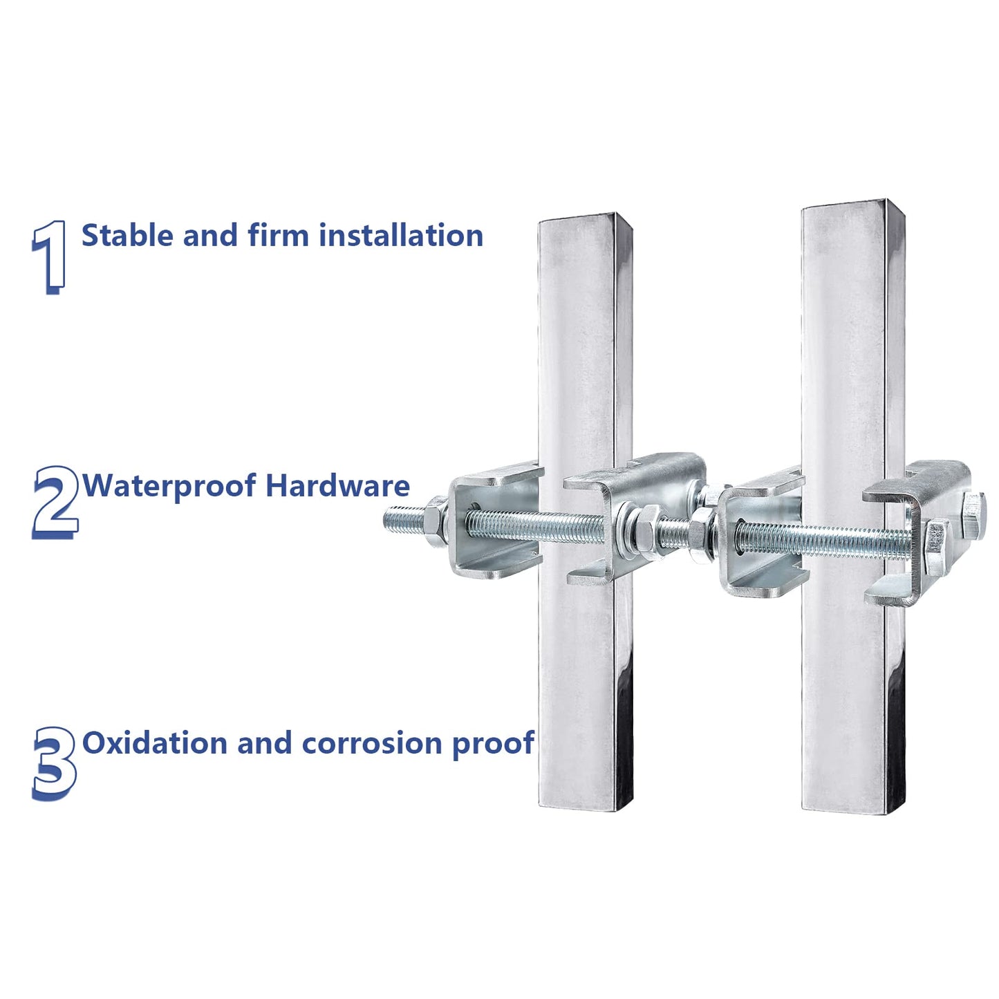 4 Sets Antenna Mast to Mast Clamp Bracket Kit with V Jaw Blocks for 1"-2.5" OD Poles, Heavy Duty Mounting Hardware for Ham TV Network Antennas