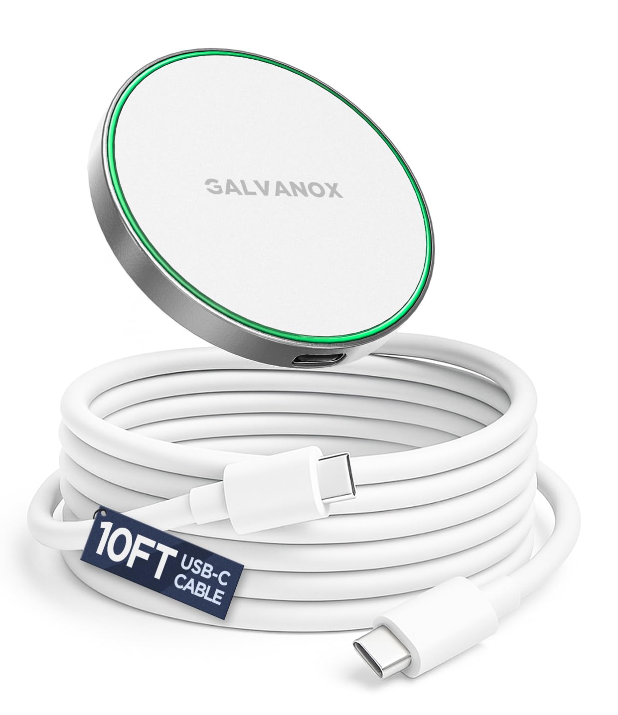Galvanox Compatible with MagSafe Wall Mounted Magnetic Wireless Charger (15W) Fast Charging, Stick-on Adhesive Design with Long Removable USB-C Cable
