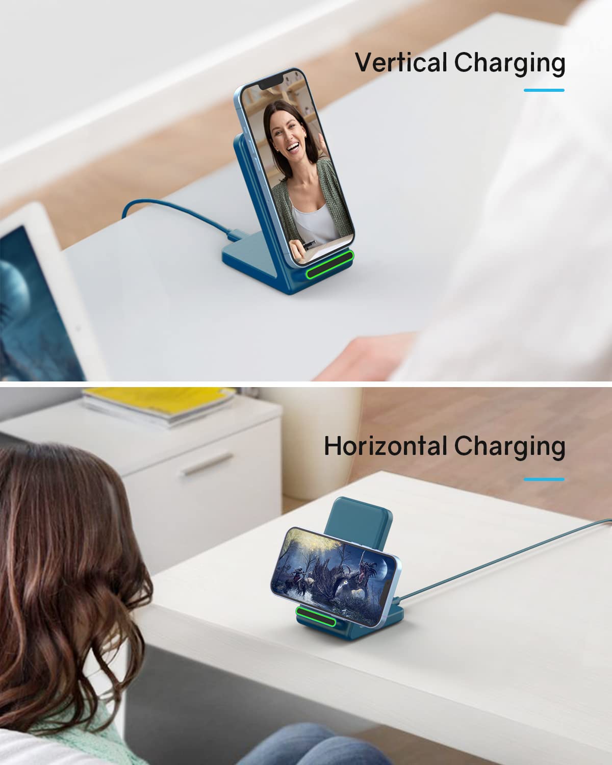 Fast Wireless Charging Station for Phone: CIYOYO 15W Charging Stand Compatible with iPhone 15/14/13/12/11, Samsung Galaxy S23/ S22/ S21/ S20