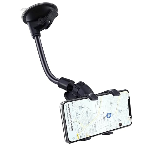 YZtree Phone Holders for Your Car: Windshield Phone Mount with Long Arm, 360° Rotation Strong Suction Cell Phone Car Mount, Anti-Shake Stabilizer