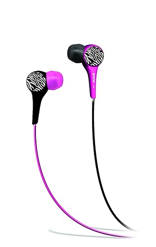 Maxell 190344 Wild Things Pink and Black Zebra In-Ear Buds