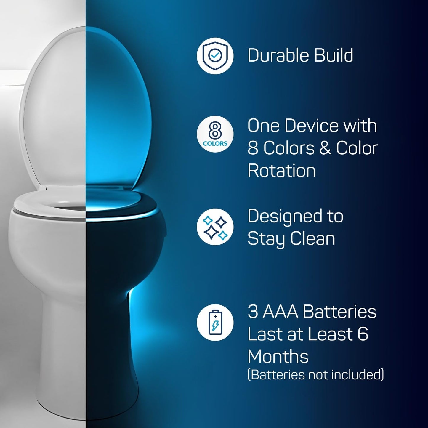 ToiLight The Original Toilet Bowl Night Light. Fun Useful Bathroom Motion Sensor Tech Gadget. Funny Novelty Birthday Gift Idea. Stocking Stuffer