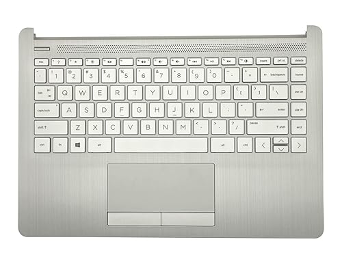 Replacement for HP 14Z-DK 14-DK 14-CF 14S-CF Laptop Upper Case Palmrest Touchpad with Keyboard Assembly L48648-001 6070B1581701 Natural Silver
