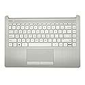 Replacement for HP 14Z-DK 14-DK 14-CF 14S-CF Laptop Upper Case Palmrest Touchpad with Keyboard Assembly L48648-001 6070B1581701 Natural Silver