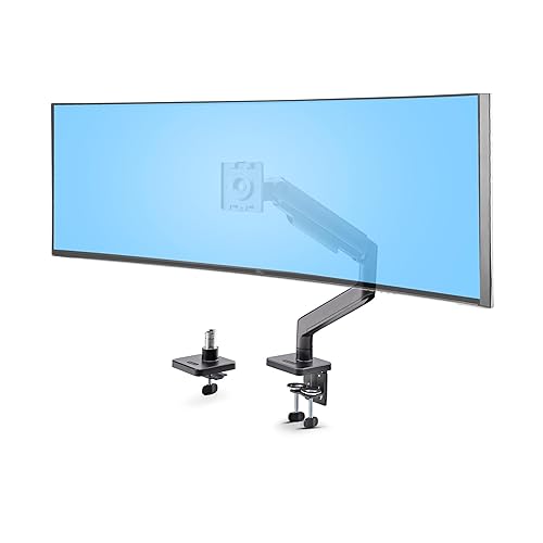 StarTech.com Monitor Desk Mount for up to 49in 32:9 Ultrawide Curved Screen, Mechanical Spring Arm, C-Clamp/Grommet, Max 44lb