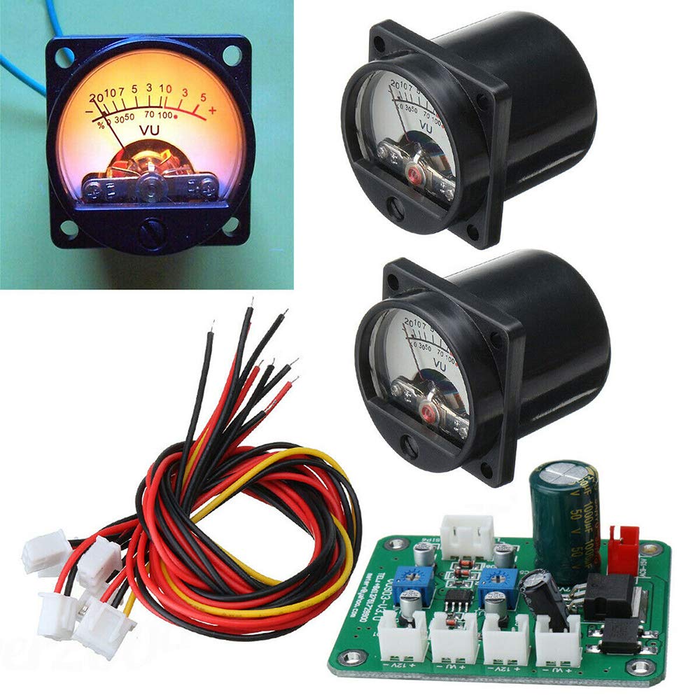 VU Meter 2x Panel VU Meter Warm Back Light Recording & Audio Level Amp with Driver Board