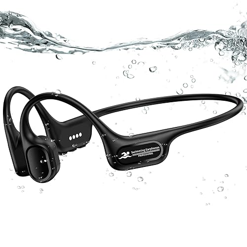 Hostena Swimming Headphones IP68 Waterproof, Open Ear Bone Conduction Underwater Headphones Bluetooth 5.4& MP3 with 32GB Memory Card…