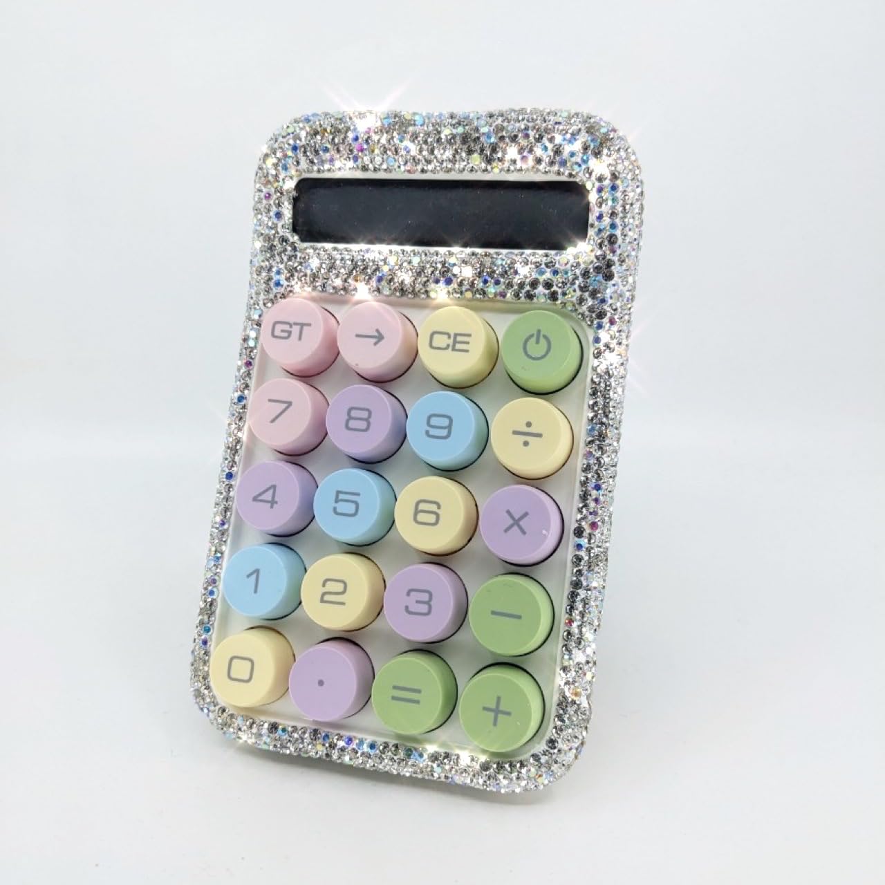 TISHAA Rhinestone Sparkle Bling Rhinestone Cute Calculator - Glamorous Crystal Design with Pastel Keypad