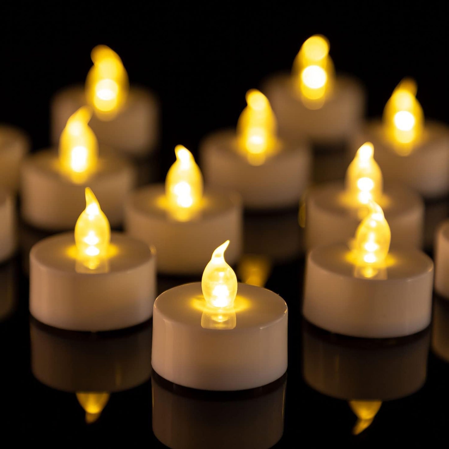 PUNPUBA 12Pack Flameless LED Tea Lights,Battery Operated,Warm Yellow