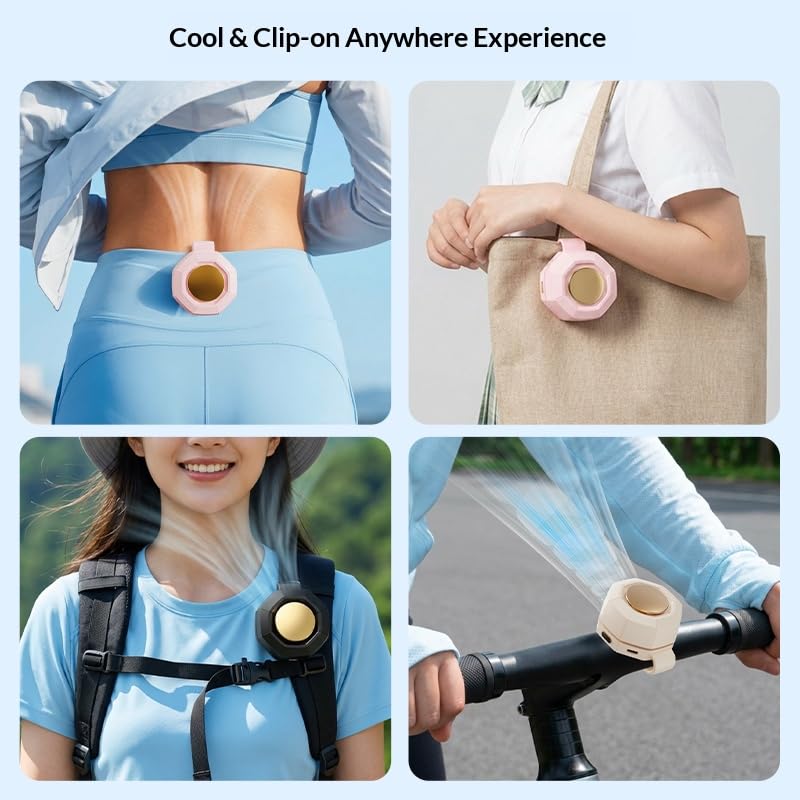 ICEDOG Portable Silent Mini Bladeless Fan Clip On - Small Clip Fan for Shirt & Waist, Adjustable 3-Speed Suspended Whirlwind Fan for Outdoor, Travel