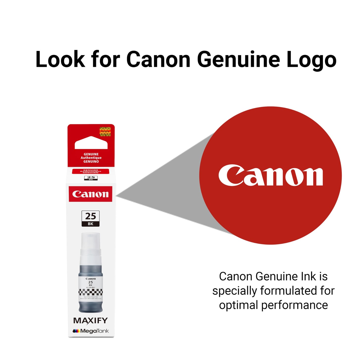 Canon GI-25 Genuine Black Ink Bottle, Compatible with Megatank GX2020, and GX1020 Printers
