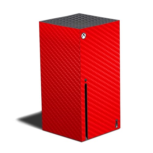 Mighty Skins Carbon Fiber Skin Compatible with Xbox Series X - Solid Red | Protective, Durable Textured Carbon Fiber Finish | Easy to Apply and Change