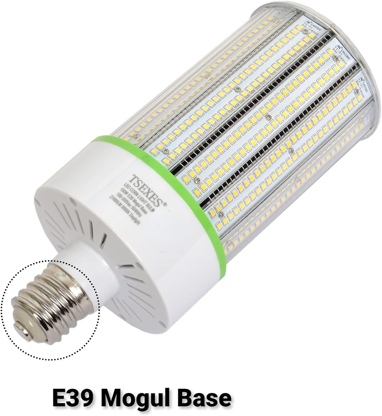 TSEXES 150W LED Corn Light Bulb,E39 Mogul Base Led Bulb 21000Lumen,5000K Replacement (600-800W) Metal Halide/HID/CFL for High Bay Shop Light Garage