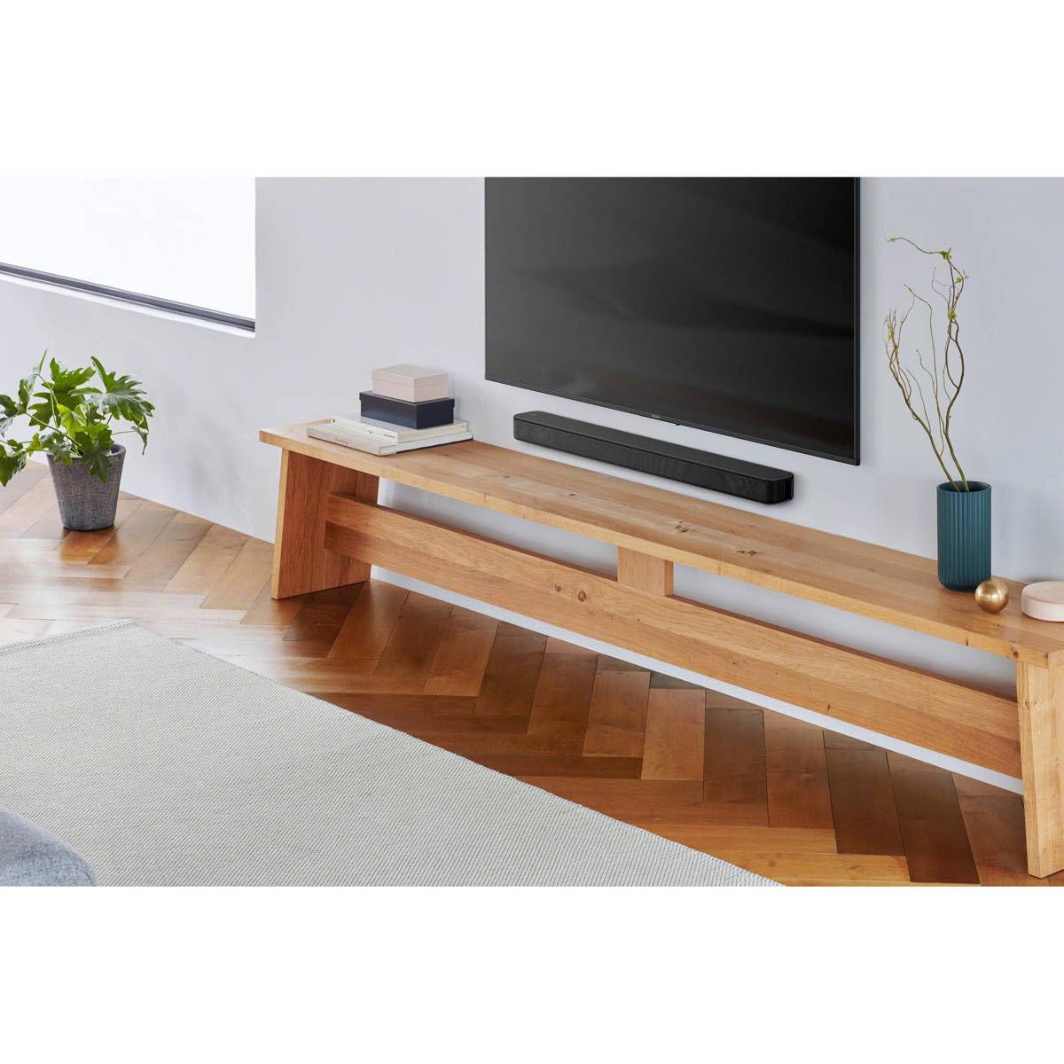 Sony S100F 2.0ch Soundbar with Bass Reflex Speaker, Integrated Tweeter and Bluetooth, (HTS100F), easy setup, compact, home office use with clear sound