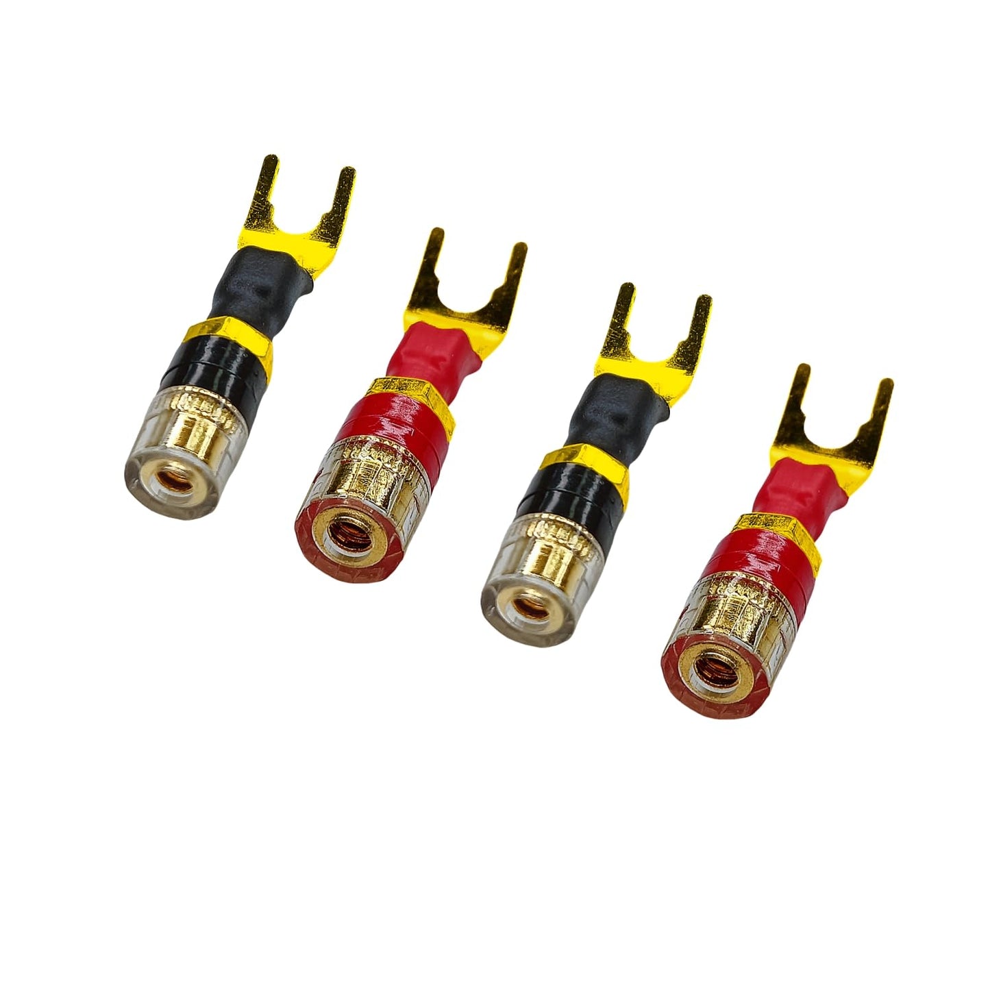 Funayama Spade to Banana Jack Adapter 4-Pack, 24K Gold Plated Y Terminal Speaker Wire Connector, Compatible for Yamaha, Denon, Marantz Amplifier