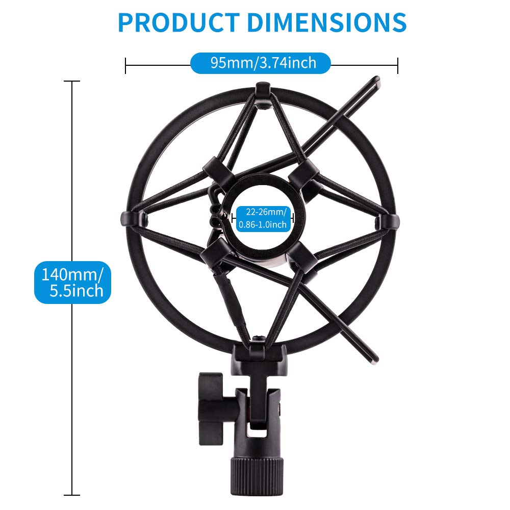 LYRCRO Microphone Shock Mount Holder Clip Mic Anti-Vibration for 22mm-26mm Diameter Dynamic Mic Like Shure SM58 58S SM57 PAG48 Sennheiser E835 E845