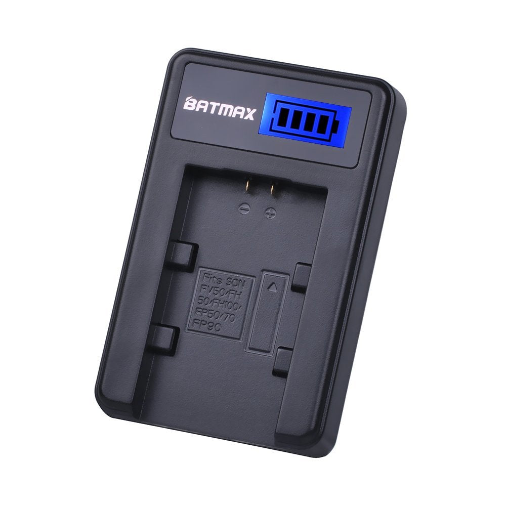 Batmax 2Packs NP-FH50 Battery + LCD USB Charger for Sony NP-FH30,NP-FH40,NP-FH50 H Series Batteries;Sony Alpha DSLR A230, DSLR A290, DSLR A330, DSLR