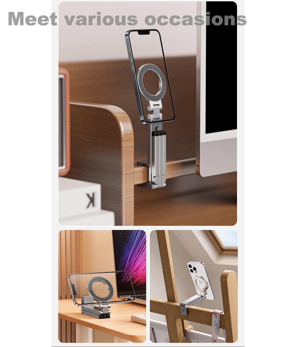 Magnetic Pocket Tripod for MagSafe,Foldable Multifunctional Airplane Phone Holder, Desk Stand,Portable Handheld Travel Photography Stand,with