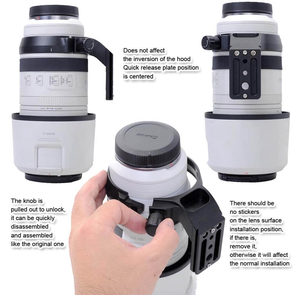 iShoot Metal Lens Collar Tripod Mount Ring Compatible with Canon RF 100-500mm f/4.5-7.1L is USM, Lens Support Holder Bracket Bottom is Arca-Swiss Fit