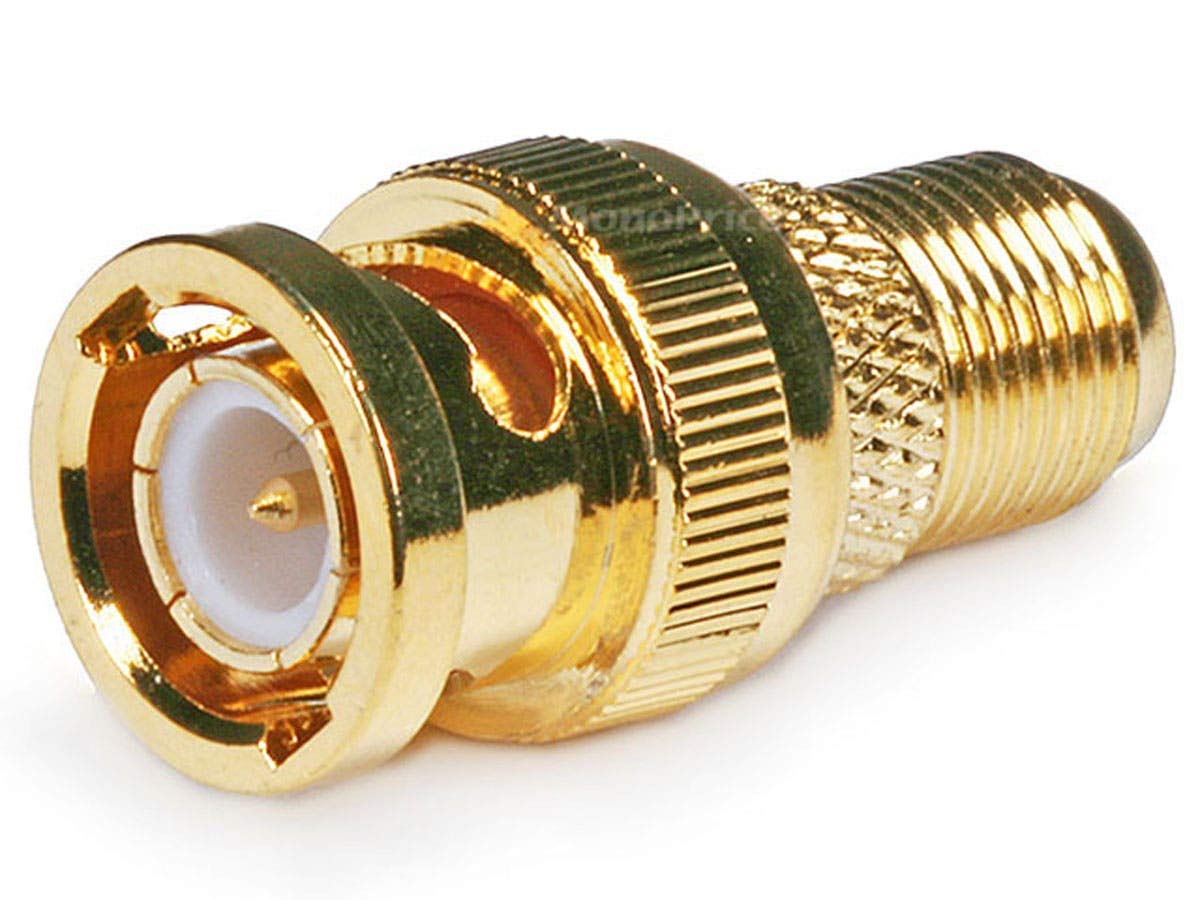 Monoprice 104125 BNC Male to F Female Adaptor, Gold Plated, 1.7 x 0.8 x 0.8 inches