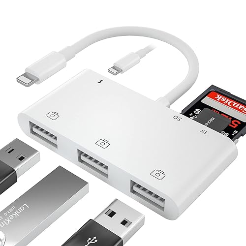 Anytrox USB Camera Adapter for iPhone with SD TF Card Reader and Charging for iPhone 14/13 Pro/12 iPad
