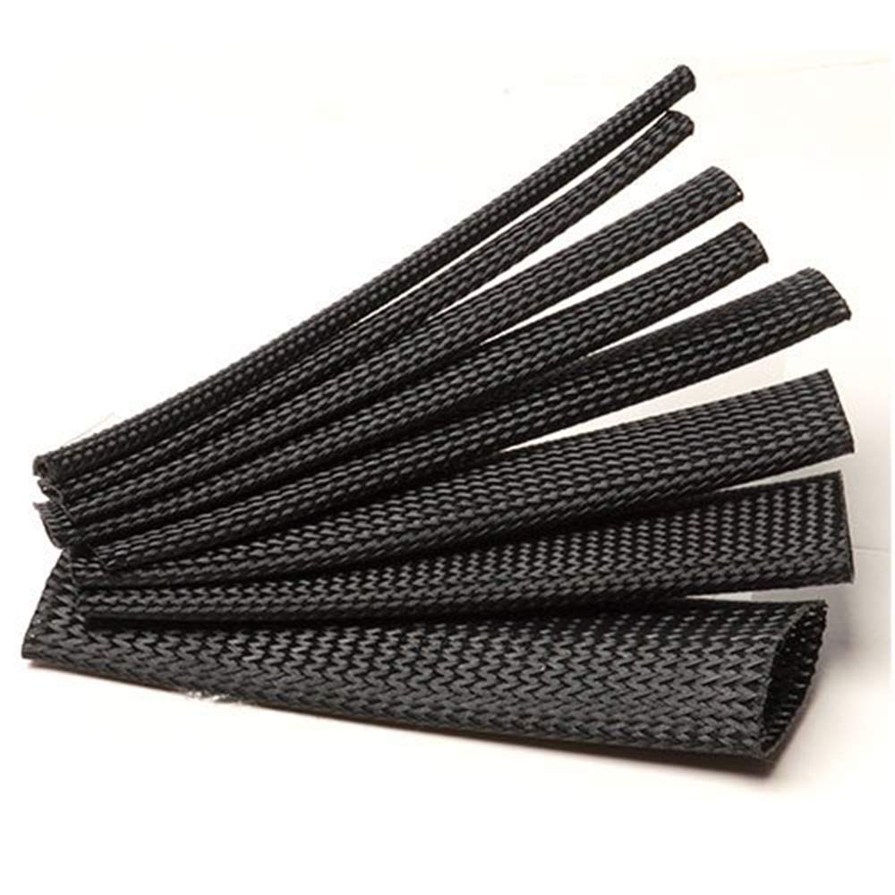 Techflex 2 Inch Flexo Clean Cut Braided Cable Sleeve - Black - 25 Feet