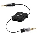 Energizer Ultimate AUX Cable 4ft Retractable Auxiliary 3.5mm Audio Cord for Car Male to Male, Black 4 Feet