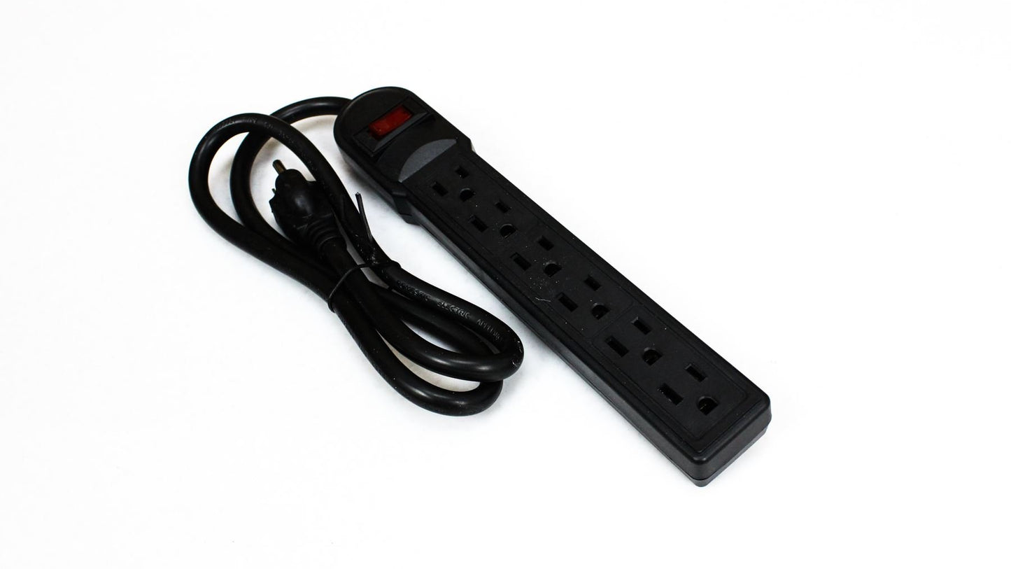 Pro Co Power 3ft 6 Outlet Strip Surge Protector, 15A 90J Black