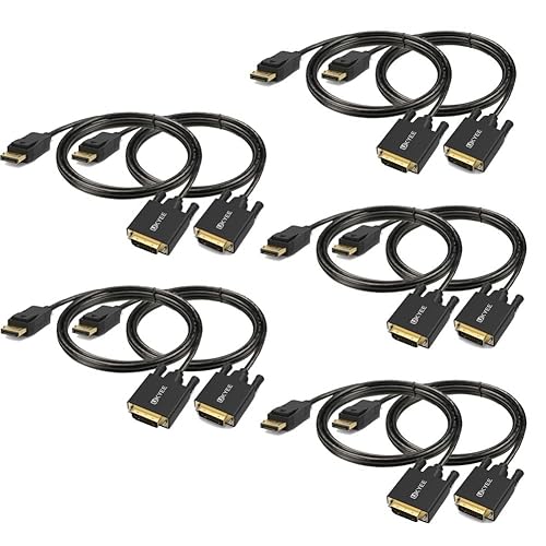 UKYEE Displayport to DVI Cable 6ft 10-Pack, Display Port (DP) to DVI Adapter Cord Male to Male Compatible