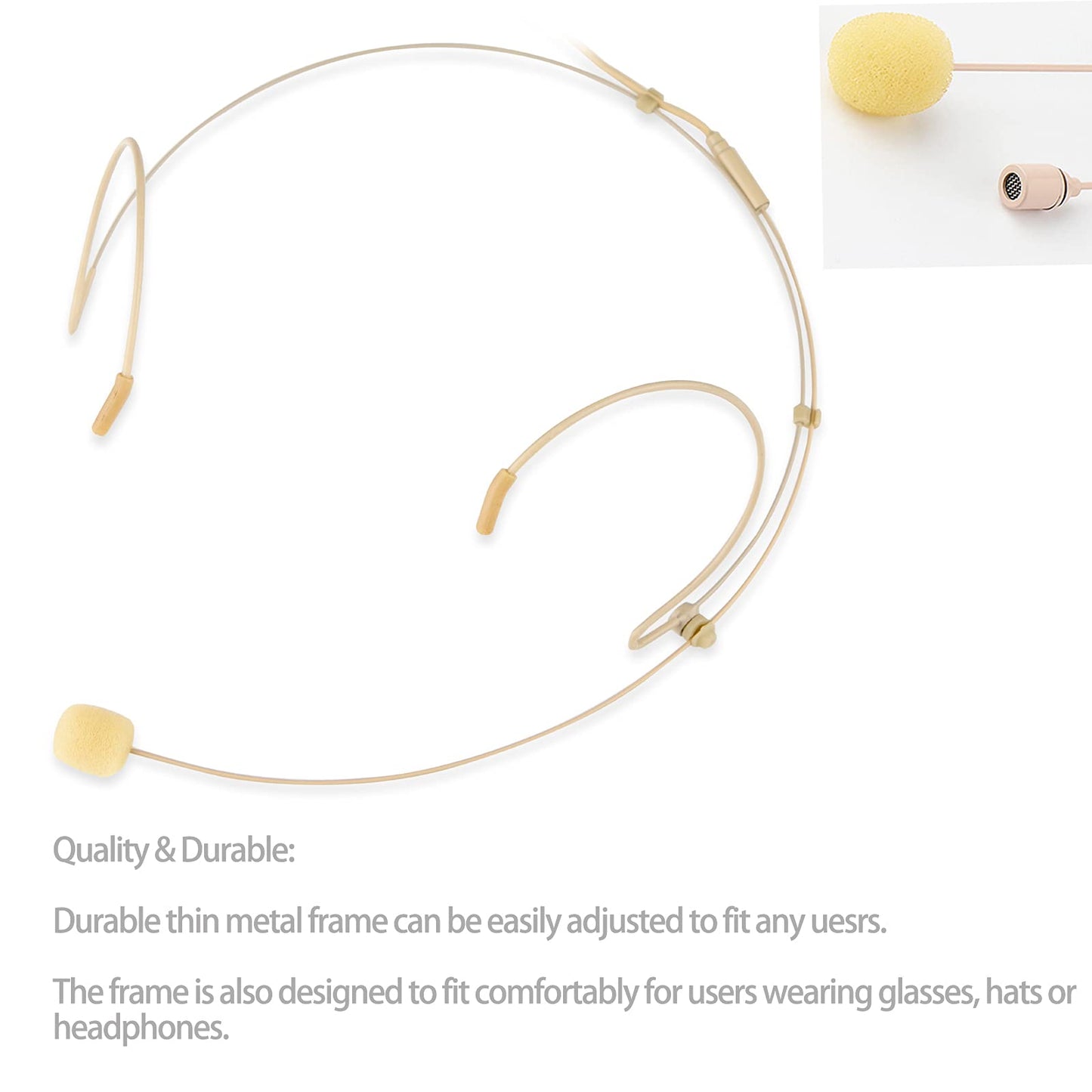 Sujeetec Microphone Headset Discreet Headworn Earset Over Ear Hanging Mic Compatible with Shure Wireless System Bodypack Transmitter, Ideal for