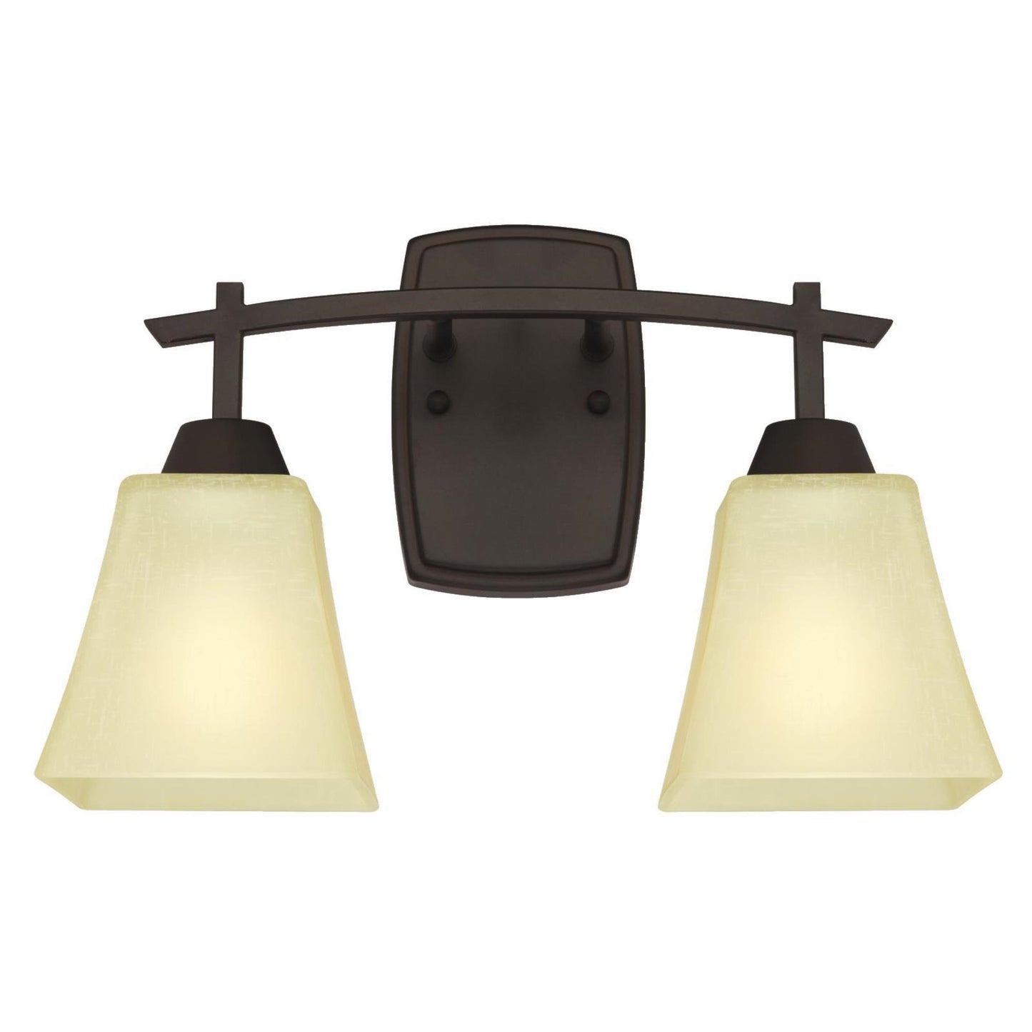 Westinghouse 6307400 Midori Two-Light Indoor Wall Fixture, Finish Linen, Oil Rubbed Bronze - Amber Glass