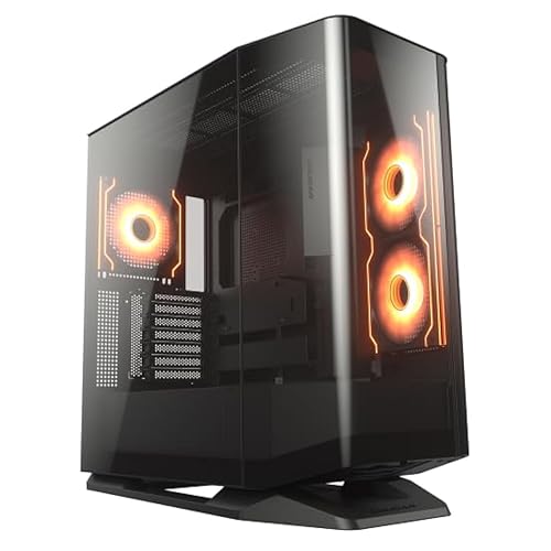 COUGAR FV270 RGB MidTower E-ATX Case, 420mm GPU Supported,Build-in ARGB PWM Fans,Breathe Streams,Prism of Light, RGB Hub,Filter Guard, Tool-Less