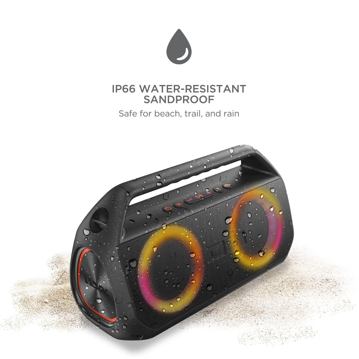 Ion Uber Boom Ultra - Water Resistant 80W Portable Bluetooth Party Speaker with Lights, Battery, Built-in Microphone, and AUX Input (Renewed)