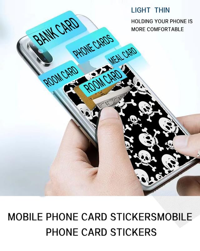 UJHMNO Phone Card Holder, Dual Pocket Leather Phone Wallet for Women and Men, 3M Adhesive Sticker on, Credit Card Holder for Phone Case Compatible