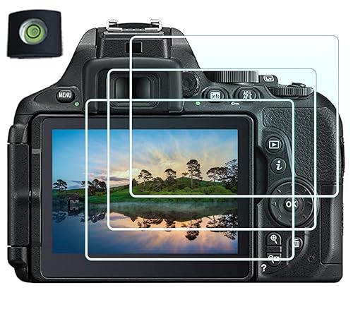 HUIPUXIANG Screen Protector for Nikon D5300 D5500 D5600 Camera with Hot Shoe Cover,0.3mm High Definition 9H Hardness Optical LCD Premium Glass