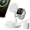 3-in-1 Magnetic Wireless Charger for iPhone 12-16,Fast Charging Station for Apple Watch & AirPods | MagSafe Desktop Dock, 360° Adjustable Stand