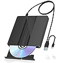 qoyeia External CD/DVD Drive for Laptop, USB External DVD Drive CD Burner Reader for Laptop, DVD/CD-ROM +/-RW Disc Optical Drives for PC Desktop
