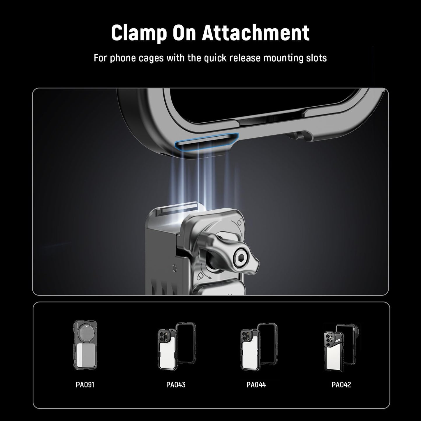 NEEWER Phone Tripod Mount with Arca Type Base, 1/4" Threads, Quick Release Clamp Compatible with iPhone 16 Pro Max S25 Ultra Phone Cage DJI RS4 Mini