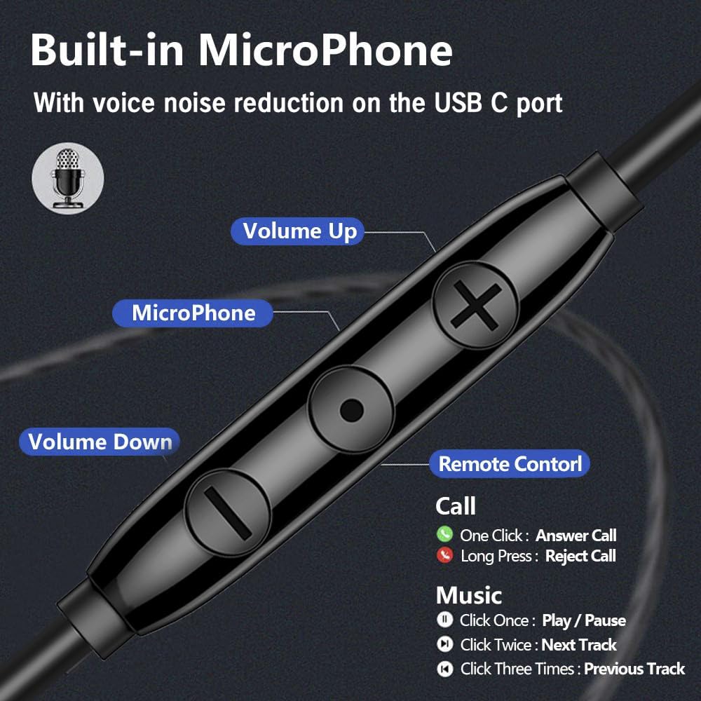 Wired Earphones Immersive Bass Noise Cancellation Call,Four Units in-Ear Headphones Wired Earbuds with Microphone Noise-canceling,subwoofer and Clear…