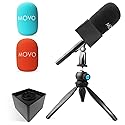 Movo WMX-HM Wireless Interview Microphone Adapter w/Mic Flag and Mic Stand - Compatible with DJI Mic, Rode Wireless GO, Hollyland Lark, and More - for