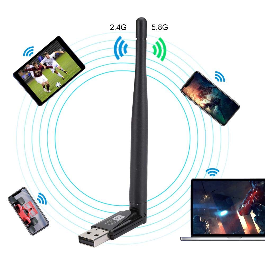 ASHATA Network Adapter, RTL8821CU 600M Drive Band PC LAN Card for USB Bluetooth Adapter