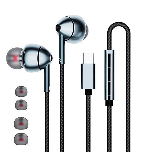 USB C Headphones for Samsung Galaxy S23 FE S22 S21 S20 A53 A54 Wired Earbuds in-Ear Type C Earphone with Microphone Volume Control Bass Stereo Noise…
