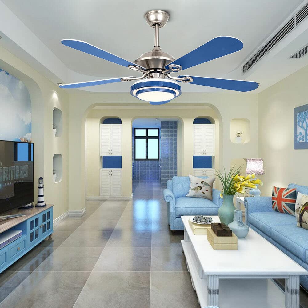 WATEBATH 52" Ceiling Fans with Lights and Remote,LED Dimmable Modern Ceiling Fan with 3 Color Temperature,Memory Function,5 Dual Finish Blades,Indoor