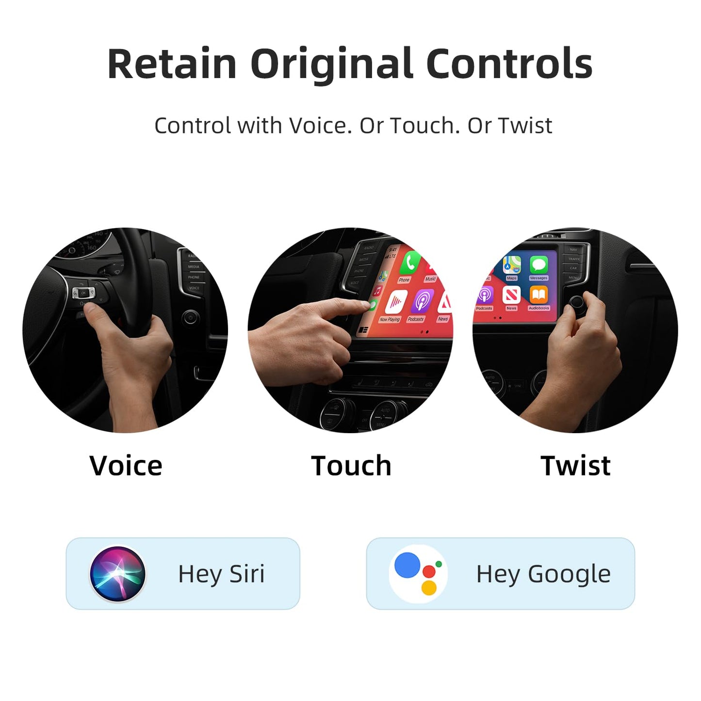 C5 2-in-1 Wireless CarPlay & Android Auto Adapter - Converts Factory Wired Connection to Wireless for Cars 2016+, Mini Plug & Play Car Play Dongle