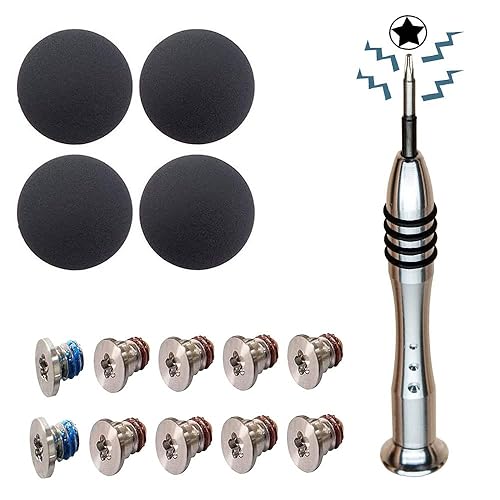 SLAUNT 4 Pack Rubber Feet 10pcs Repair Replacement Screw Compatible with Mac Book Pro Retina A1425 A1502 A1398 13" 15" Bottom Case Screw Rubber Feet